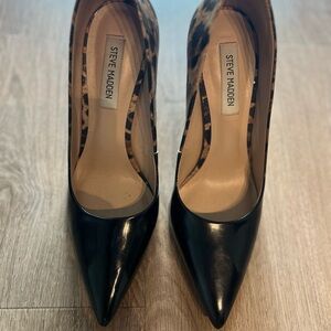 Steve Madden Black and leopard heels.Gently used.Only wear on the bottoms.